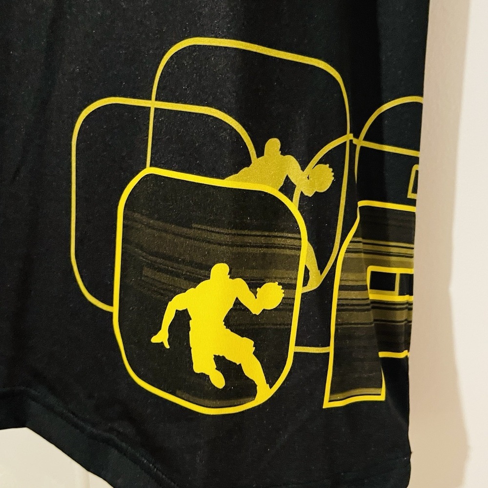 AND1‎ Wrap Around 1  Basketball Polo Shirt Large Yellow and Black Logo - Picture 6 of 10